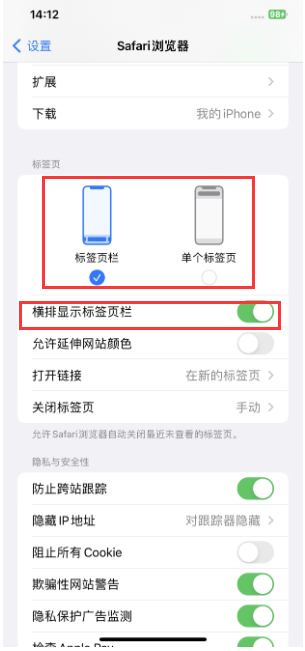 荔湾苹果手机维修分享Safari浏览器如何切换标签栏位置 