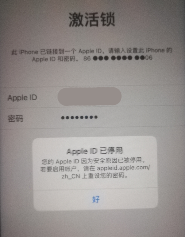 荔湾苹果手机维修分享iPhone 12 出现提示“Apple ID 已停用”怎么办 